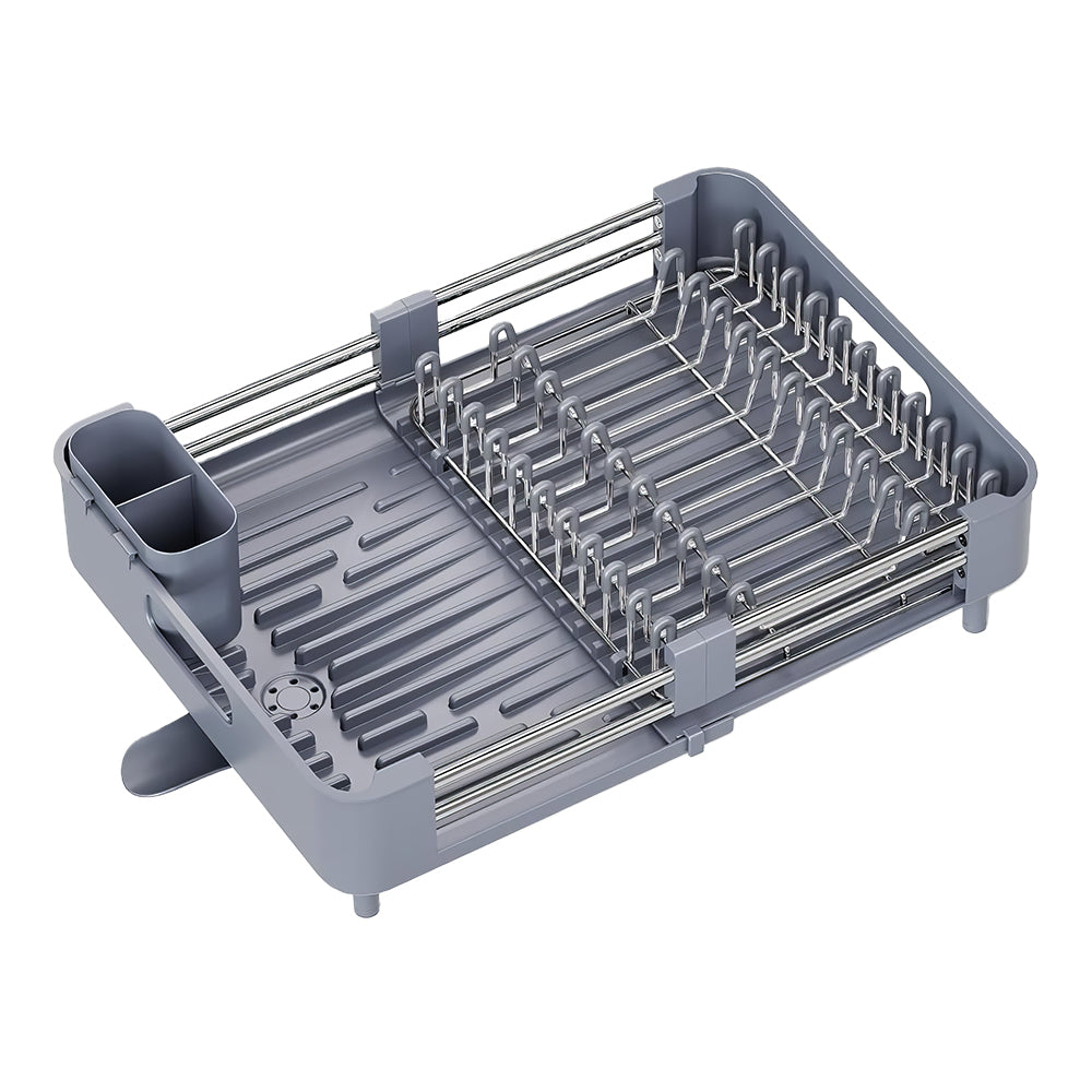 Stainless Steel Extendable Dish Drying Rack with Drainboard & Holder