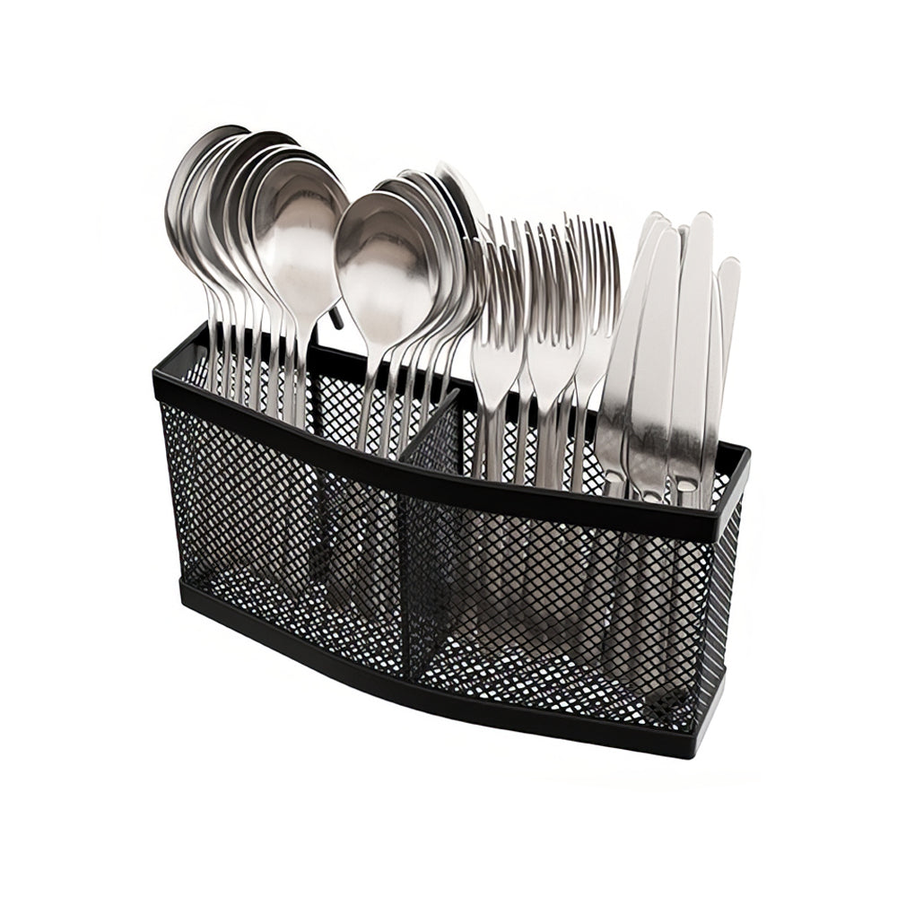 Metal Dish Drying Rack with Full-Mesh Utensil Holder, Compact Sink Drainer