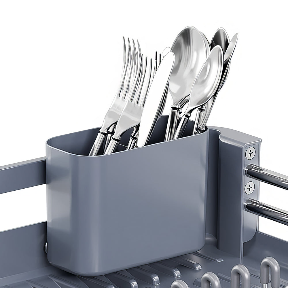 Stainless Steel Extendable Dish Drying Rack with Drainboard & Holder